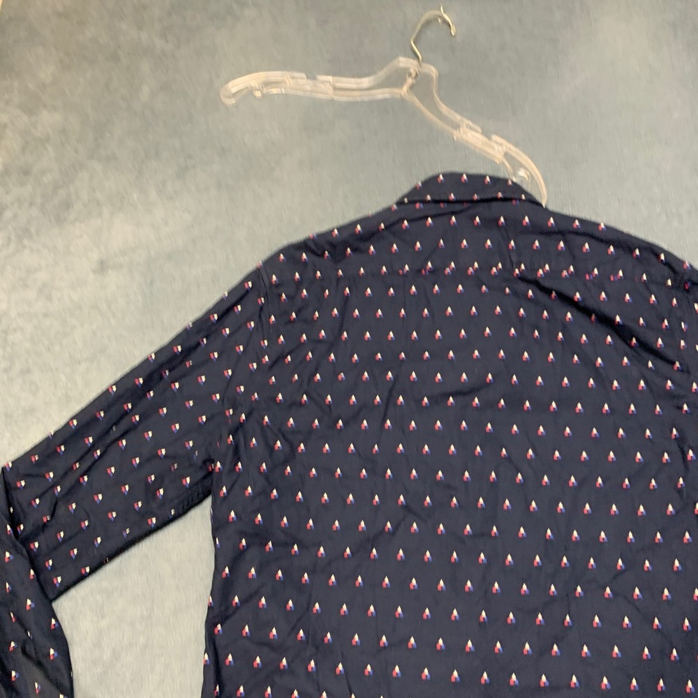 Levi's Shirt Mens Large Navy Blue Geometric Print Long Sleeve Button Up Slim Fit - Picture 14 of 16